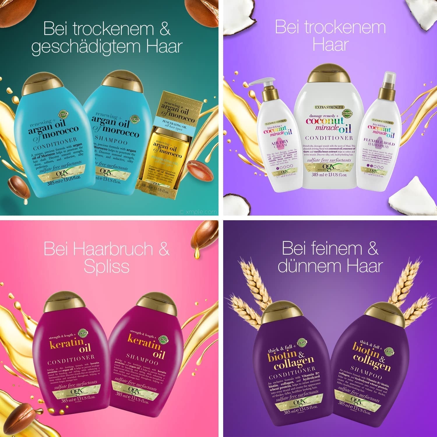 OGX Coconut Miracle Oil Conditioner, Balsam hidratant pentru îngrijirea părului cu ulei de nucă de cocos, 385 ml Ingrijire par OGX