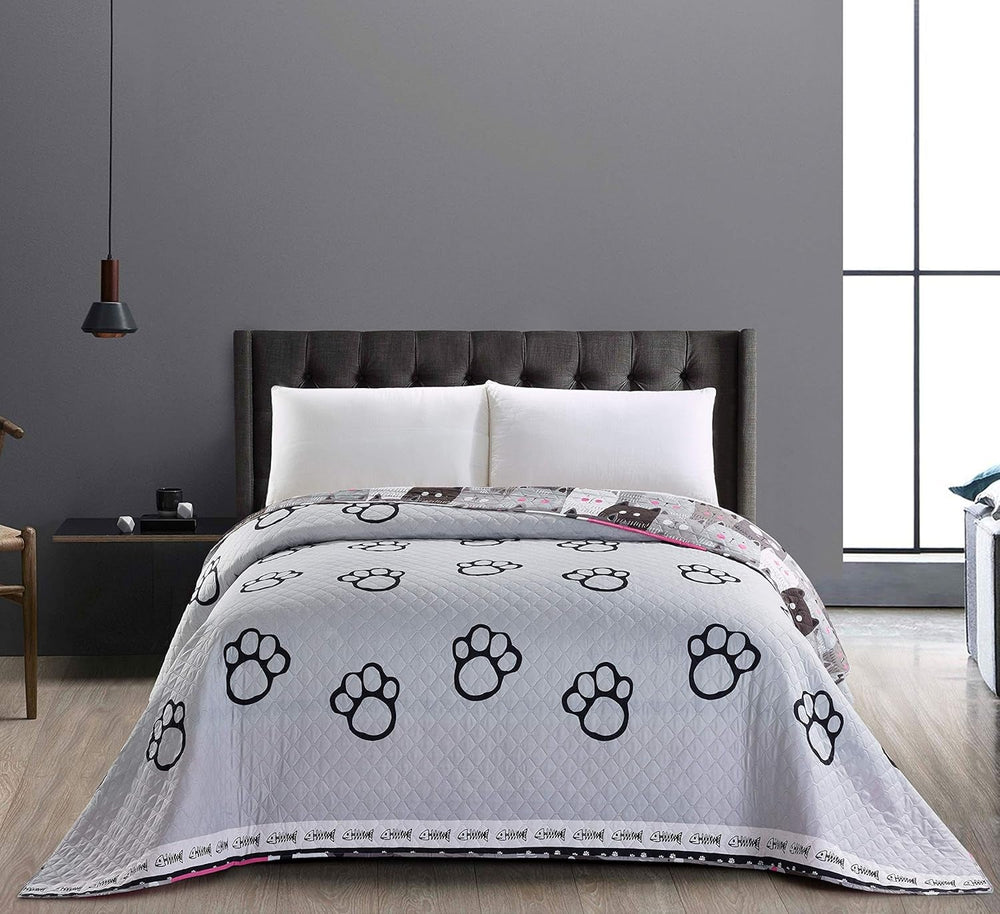 Decoking 32350 Couvre-lit 220X240 Cm Couvre-lit double face microfibre facile d'entretien Beige Marron clair Marron cacao Gris Acier Anthracite Graphite Noir Blanc Rose Chats Invasion de chats Lits et Couvertures Beuche den DecoKing-Store