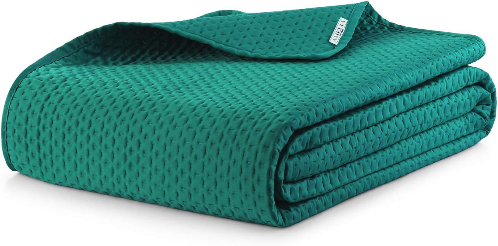 Ameliahome couvre-lit 200X220 Cm couvre-lit vert foncé avec deux côtés en relief Mat Satin Carmen Lits et Couvertures Besuche den AmeliaHome-Store