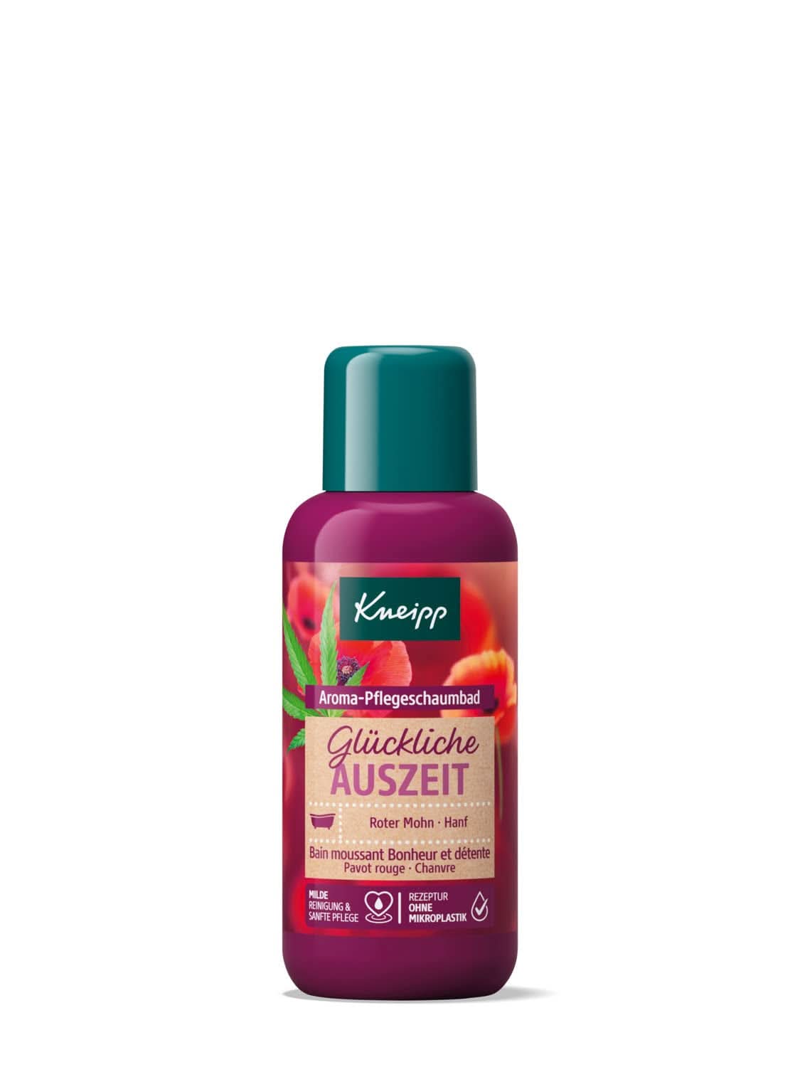 Kneipp Aroma, additif de bain aux huiles naturelles de coquelicot rouge et de chanvre, pour une sensation de peau douce et lisse, 100 ml Douche et bain Naty Shop