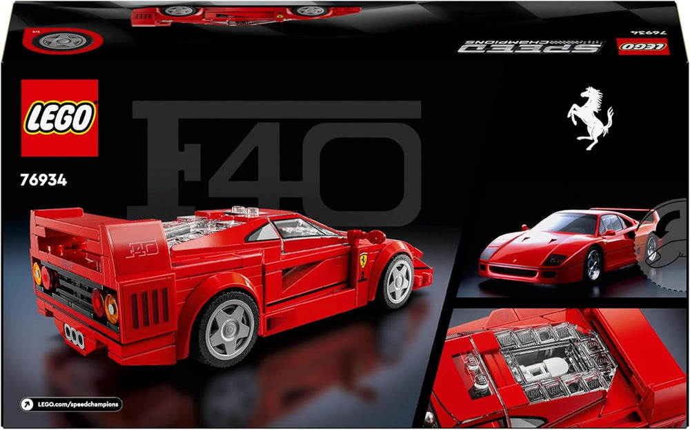 LEGO Speed Champions Ferrari F40 Super voiture de sport, ensemble de jeu avec voiture jouet à construire et pilote de figurine, ensemble de construction de collection pour enfants, cadeau pour garçons et filles 76934 Ensembles de construction Besuche den LEGO-Store