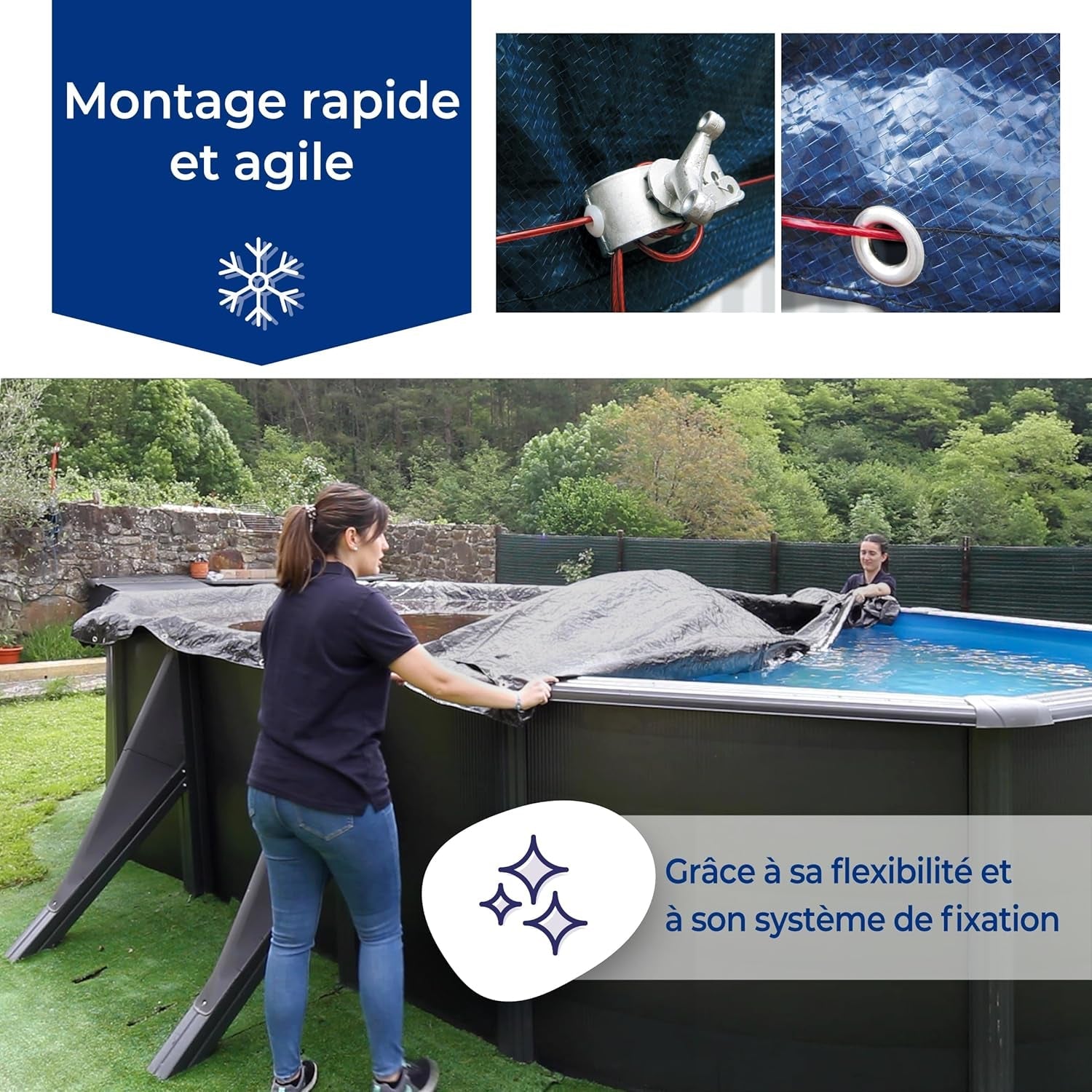 Gre CIPROV501 - Prelată de iarnă pentru piscine ovale cu dimensiunea de 500 x 300 cm, culoare neagră