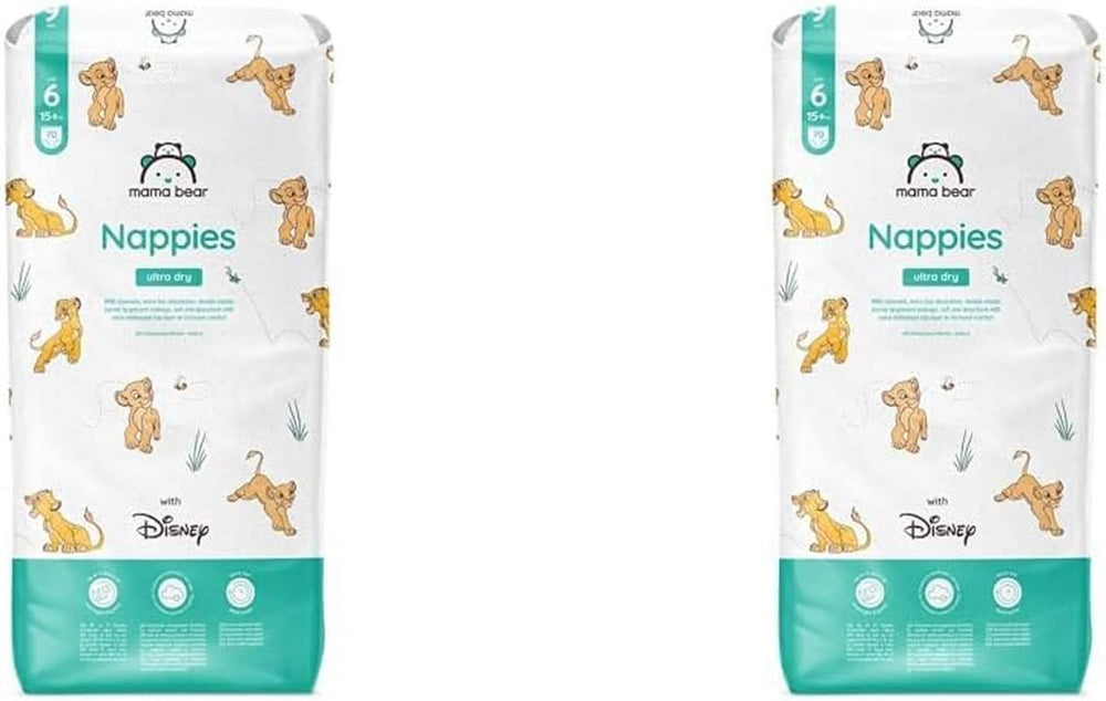Couches Mama Bear Disney Ultra Dry taille 4 (8-14 kg), blanches, 84 pièces (1 paquet) Naty Shop taille 6 (15+ kg) (2 paquets) paquet individuel