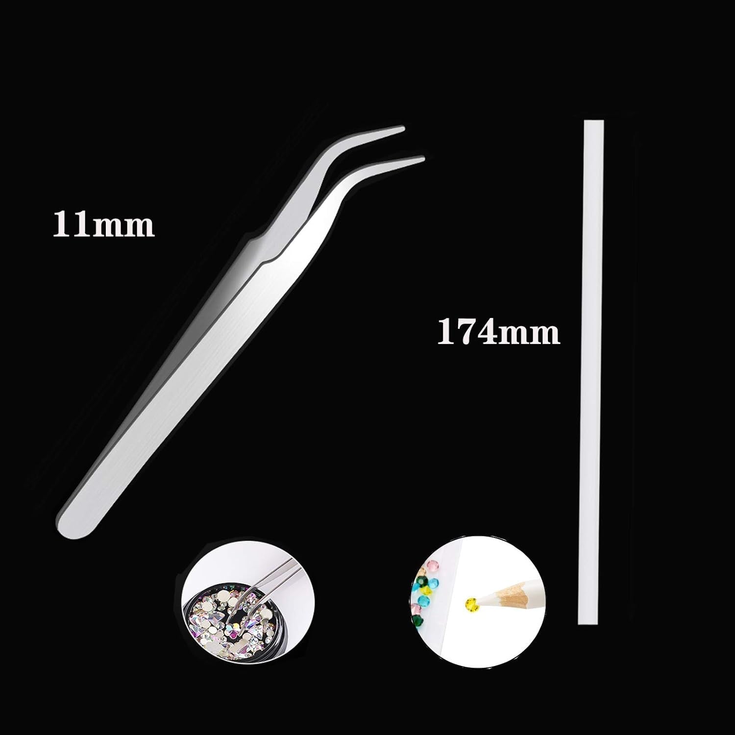 Kit de 10 boîtes de strass pour ongles, accessoires multifonctionnels avec 1 pince à épiler, diamants décoratifs, cristaux, perles, pierres précieuses, colorés, mélangés, yeux de cheval, pierres métalliques, pour décorations DIY Nail Art