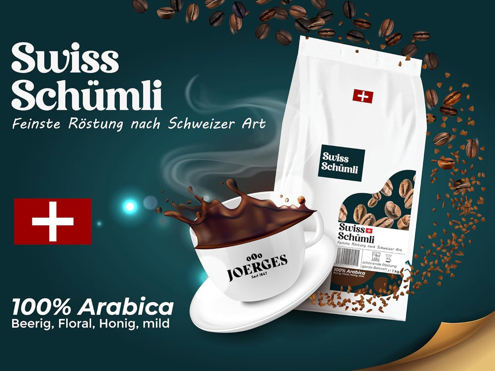 Issu de plus de 175 ans d'expérience : Schwiizer Schüümli Swiss Schümli en grains 1 kg – Torréfaction légère pour un café Schümli fin, crème parfaite, intensité 2/5, acidité 1/5 – pour un vrai plaisir de café