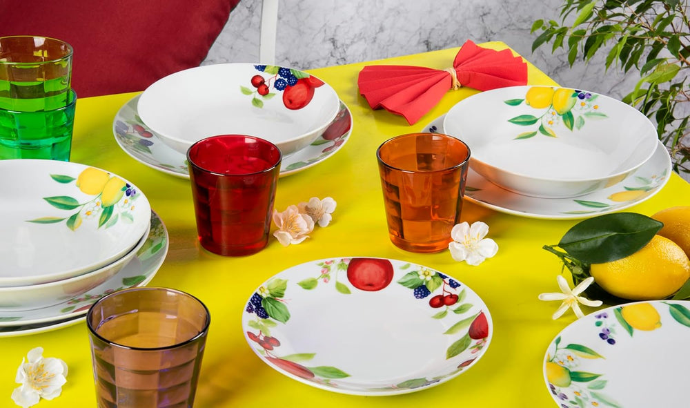 Excelsa Lemon service de table, 18 pièces, porcelaine, blanc/citron