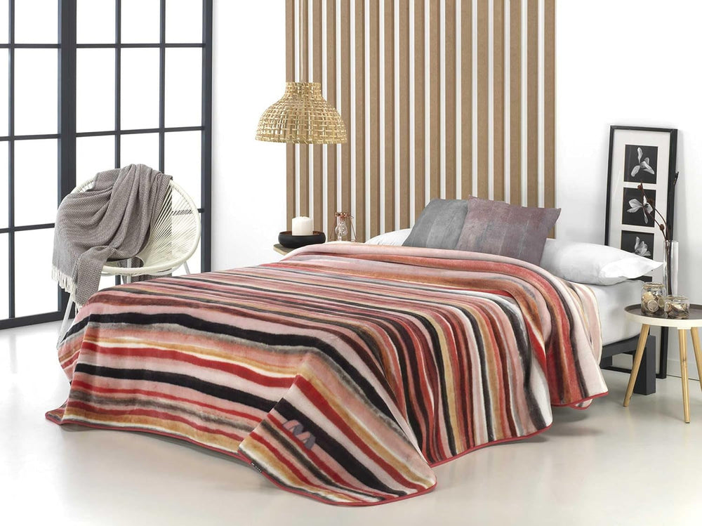 Couverture Imprimée, Grand Volume, 100% Polyester, 450 G/M², Douce, Pour Automne/Hiver, Design Harmony N10, 170 X 240 Cm, Pour Lit 90/105 Cm, Gris Naty Shop Couettes et Couettes Rose 260X240Cm - Lit 160/180Cm