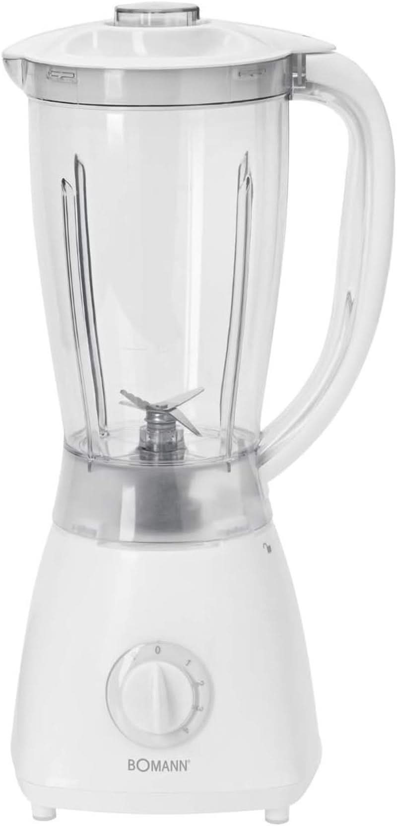 Bomann 378 CB Universalmixer Zum Pürieren, Schlagen, Zerkleinern, Shaken et Mixen, Ice Crush-Funktion, Kraftvoller 500 Watt-Motor, Abnehmbarer Mixbehälter Mit 1.5 Liter, Edelstahlmesser, Weiß, UM 378 CB Kitchen Naty Shop