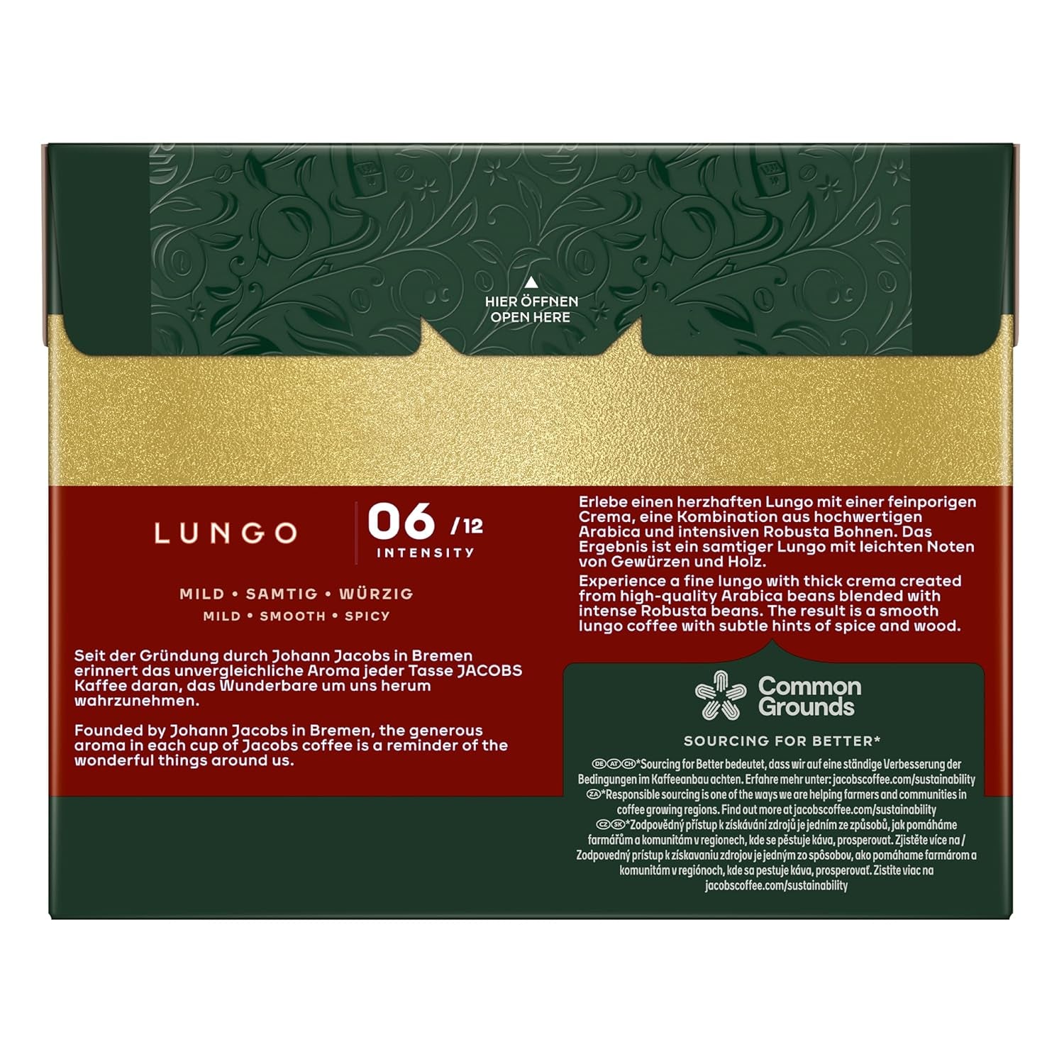 Jacobs Capsules de café Lungo Classico, Megapack XXL, Intensité 6/12, 5 x 40 tasses, Capsules de café compatibles Nespresso*, 200 capsules