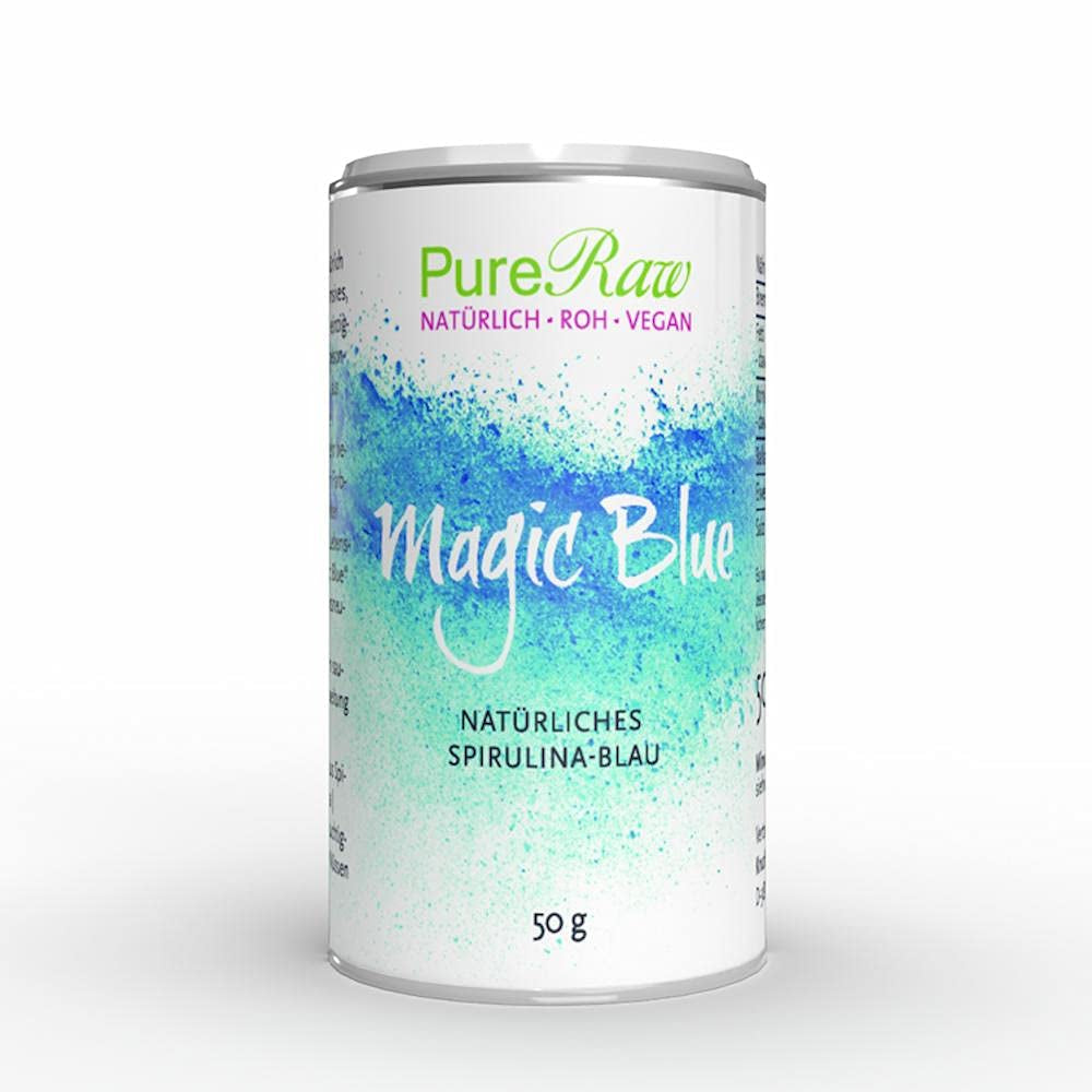 Magic Blue Spiruline Colorant alimentaire naturel en poudre Bleu (végétalien cru) Bleu foncé à bleu pastel clair – Colorant alimentaire en poudre d'algues phycocyanine – Colorant alimentaire naturel | Pureraw 5G