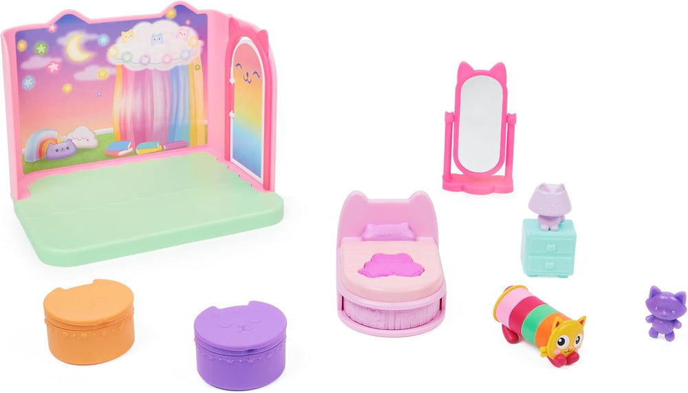 Gabby's Dollhouse Deluxe Room, salle pour chat, meubles et 2 boîtes surprises avec accessoires thématiques, convient aux 3 ans et plus
