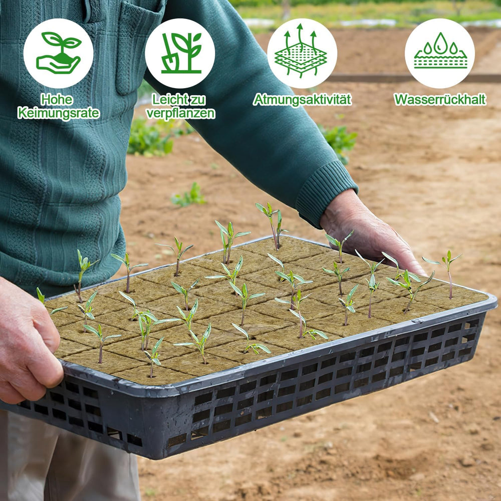 Cubes de semis de laine de roche, 56 pièces, 4x4x4cm. Respectueux de l'environnement et bien aéré pour la culture hors sol de semis, boutures et clones.