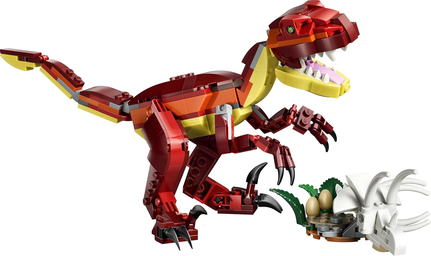 LEGO Creator 3in1 Fierce Dinosaur Toy - Build Velociraptor, Stegosaurus or Pterosaur Dino Figures w/Skeleton & Sharp Teeth Elements - Cool Birthday Gift Idea for 8+ Year Old Boys & Girls - 31379
