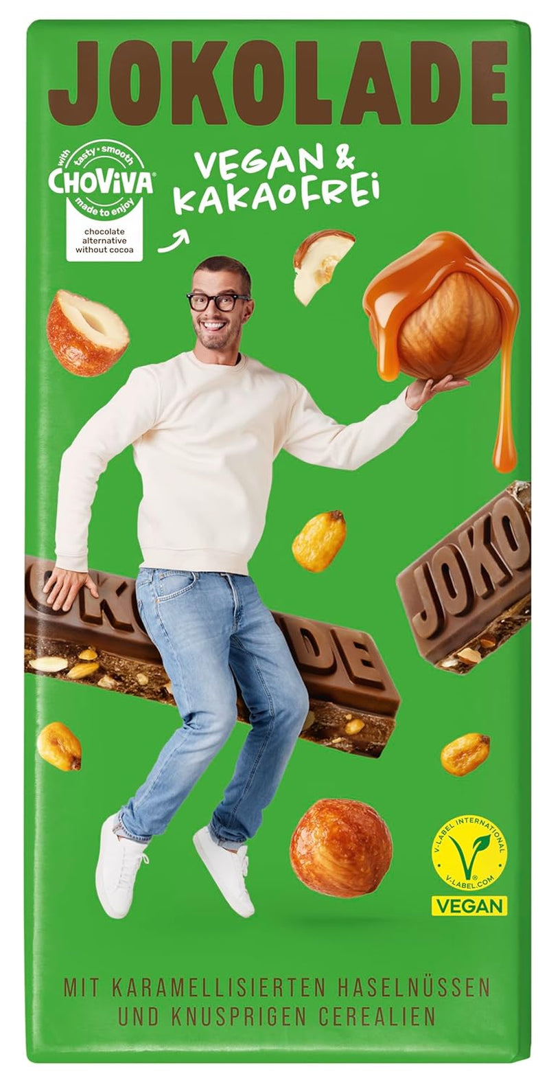 JOKOLADE 12 barres x 140g Forfait économique | Aux cacahuètes caramélisées et céréales croquantes | Vegan et sans cacao