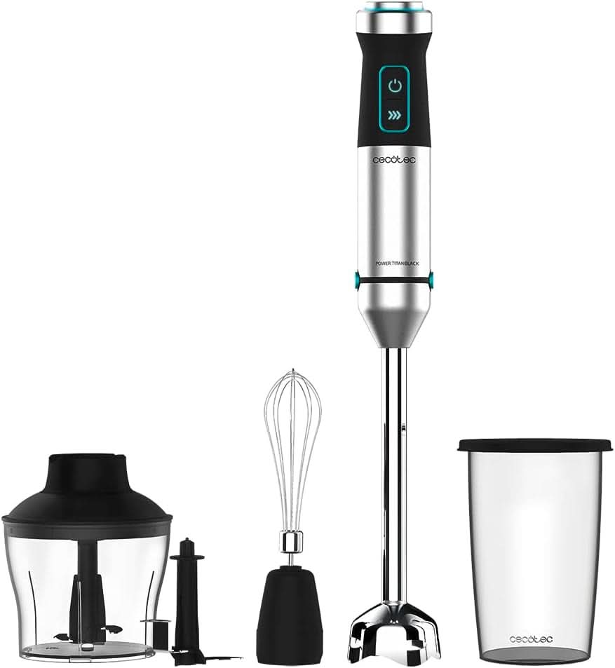 Cecotec Stabmixer Power Titanblack 1500 XL Perfectcream&Crush. 1500 W, Crossblades Technologie Mit 4-Klinge-Blättern Mit Schwarzer Titan-Beschichtung, Extralangem Fuß, Spritzschutz-Klingeneinsatz Mother and Child Naty Shop 1500 W 4 Zubehörteile