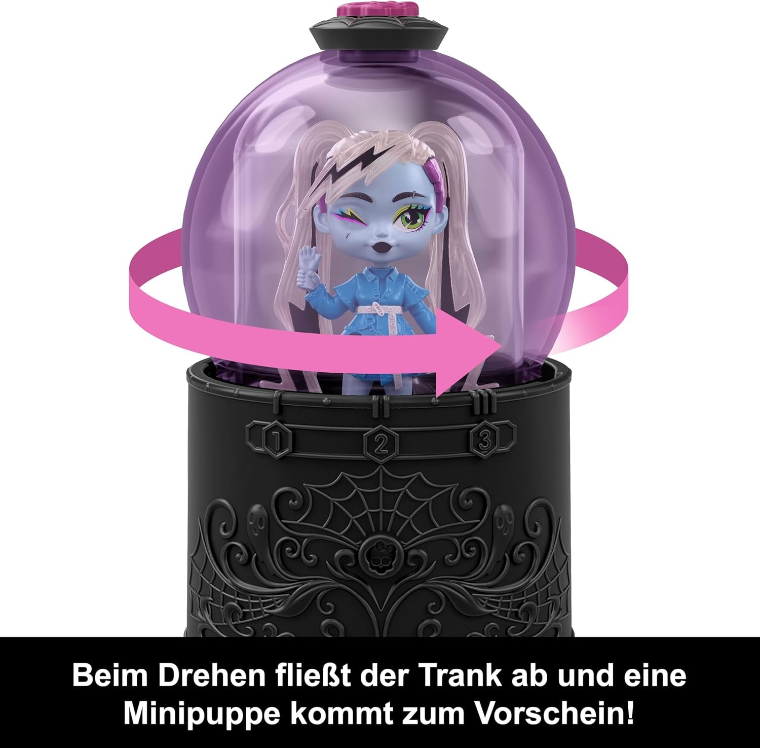 Monster High Zaubertränke Kristallkugel-Minipuppen, ca. 8 cm große Überraschungsfiguren mit Water Reveal, Talismanen und Schicksalskarte (Figuren können abweichen), JCX99