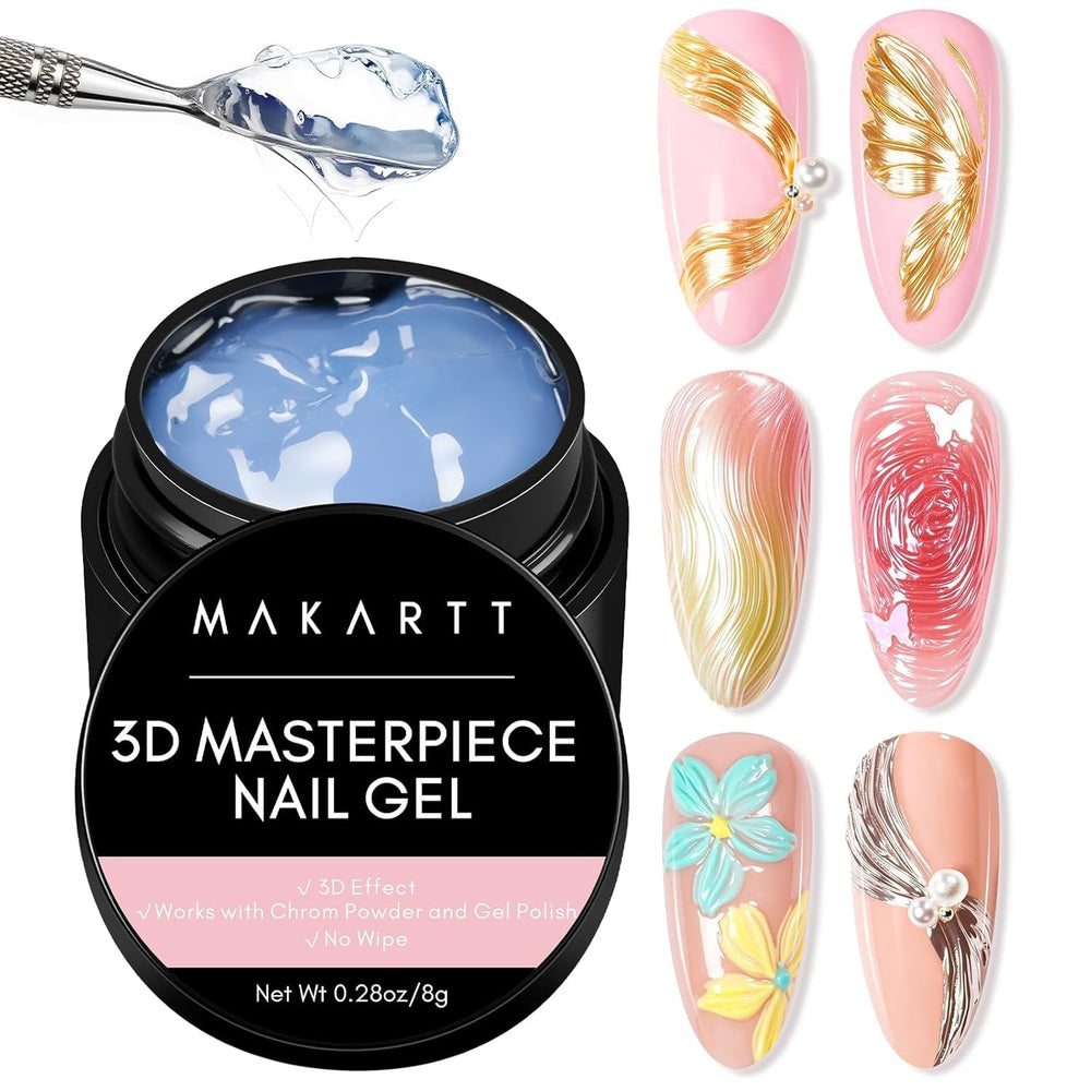 Makartt Gel 3D Nail Art – Gel de colle strass 15 g pour porte-clés à ongles, gel de sculpture d'ongles multifonctionnel pour la conception d'ongles à faire soi-même, sculpture d'ongles, modélisation d'ongles à la maison (transparent)