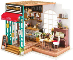 Robotime DG109 Rolife Simon's Cafe Maison de poupée miniature en contreplaqué et plastique, taille : 23 x 19 x 19 cm, 203 pièces Naty Shop Dollhouses multicolore
