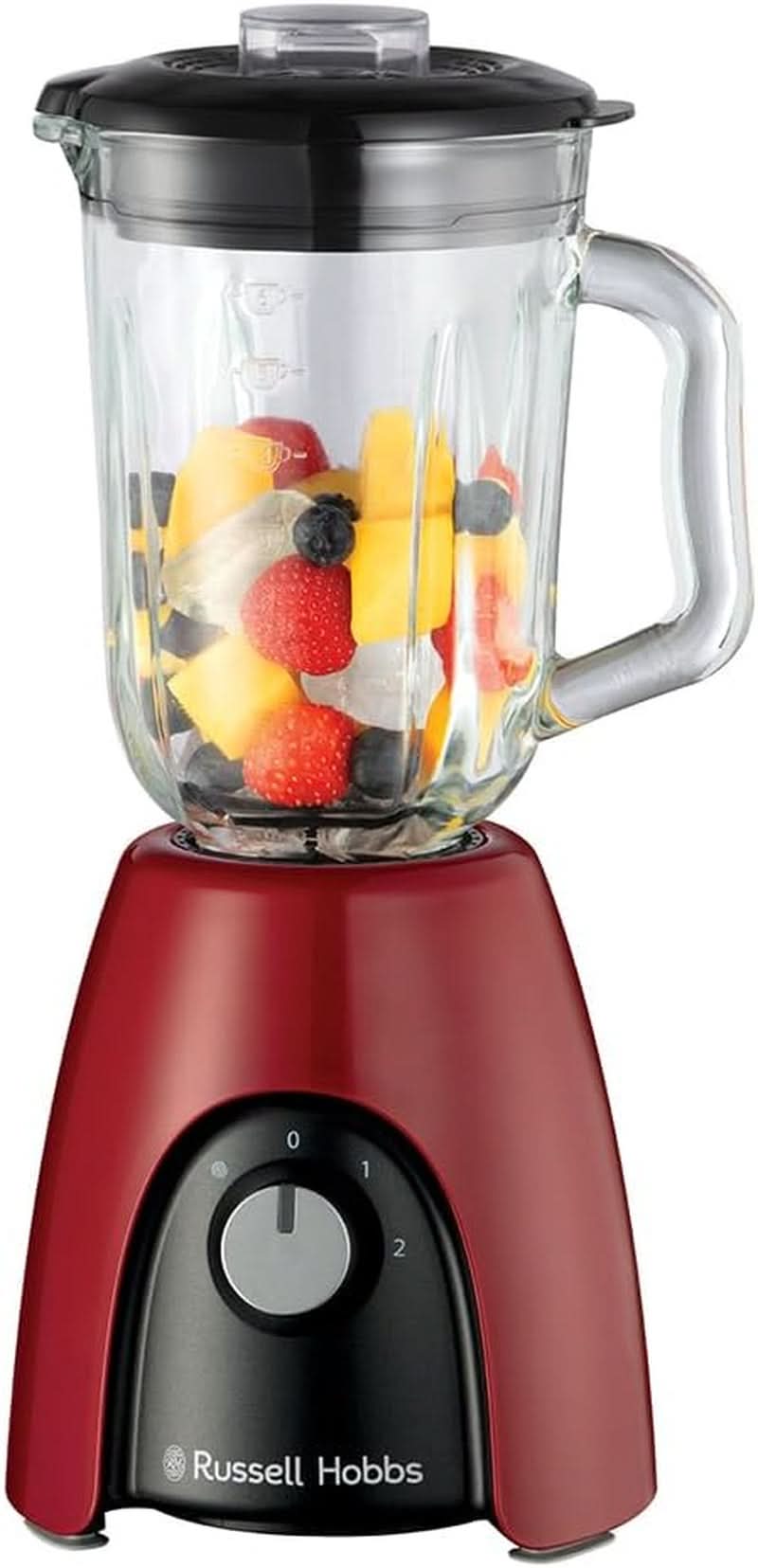 Russell Hobbs Batteur sur socle [1,5 L Glasbehälter] Desire Rot (Moteur Starker 0,9 PS, Fonction Impulsion/Ice-Crush, Edelstahlmesser, Mélangeur sans BPA, Elektrischer Zerkleinerer, Smoothie-Maker) 24720-56 Mother and Child Naty Shop Glas Standmixer Neu