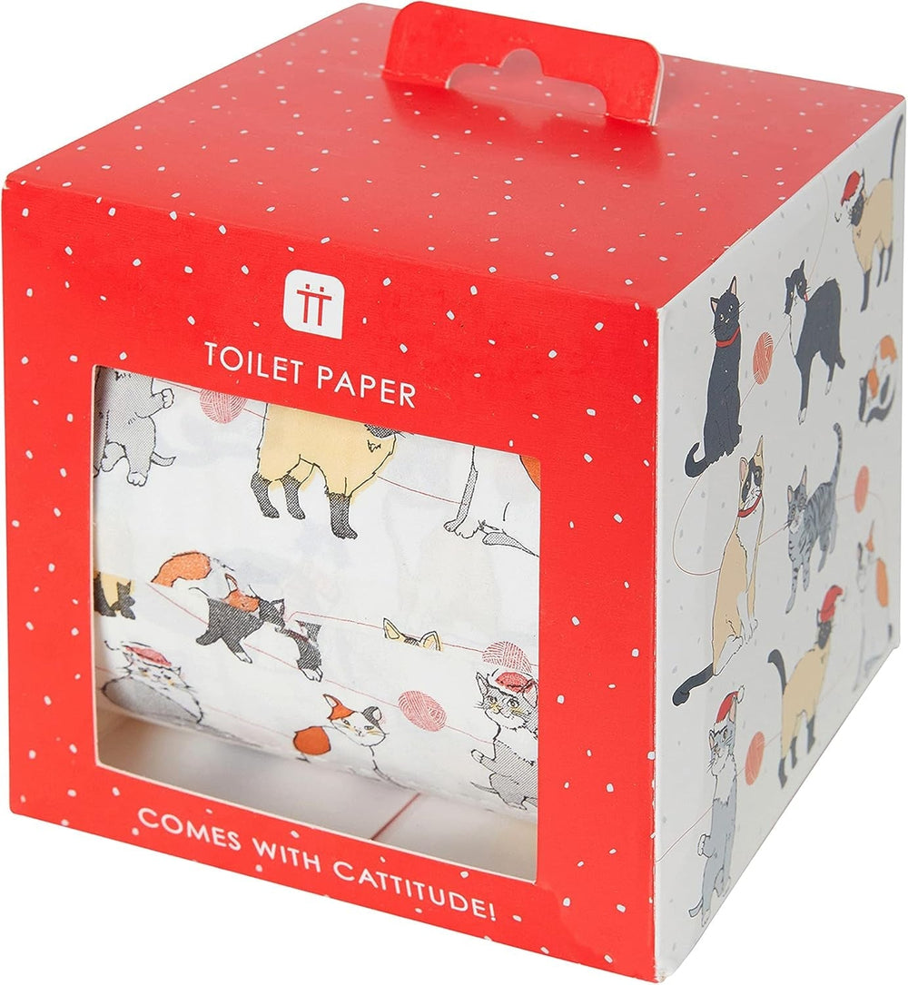 Talking Tables Papier toilette pour chat, accessoire de salle de bain amusant, cadeaux de Noël, BC-PET-T-ROLL-CAT, rouge, taille unique