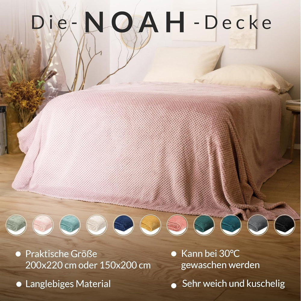 Couvre-lit HOMLA Noah 220 X 240 Cm - couvre-lit canapé couverture confortable - moelleux et doux - gris polyester Lits et couvertures Besuche den HOMLA-Store
