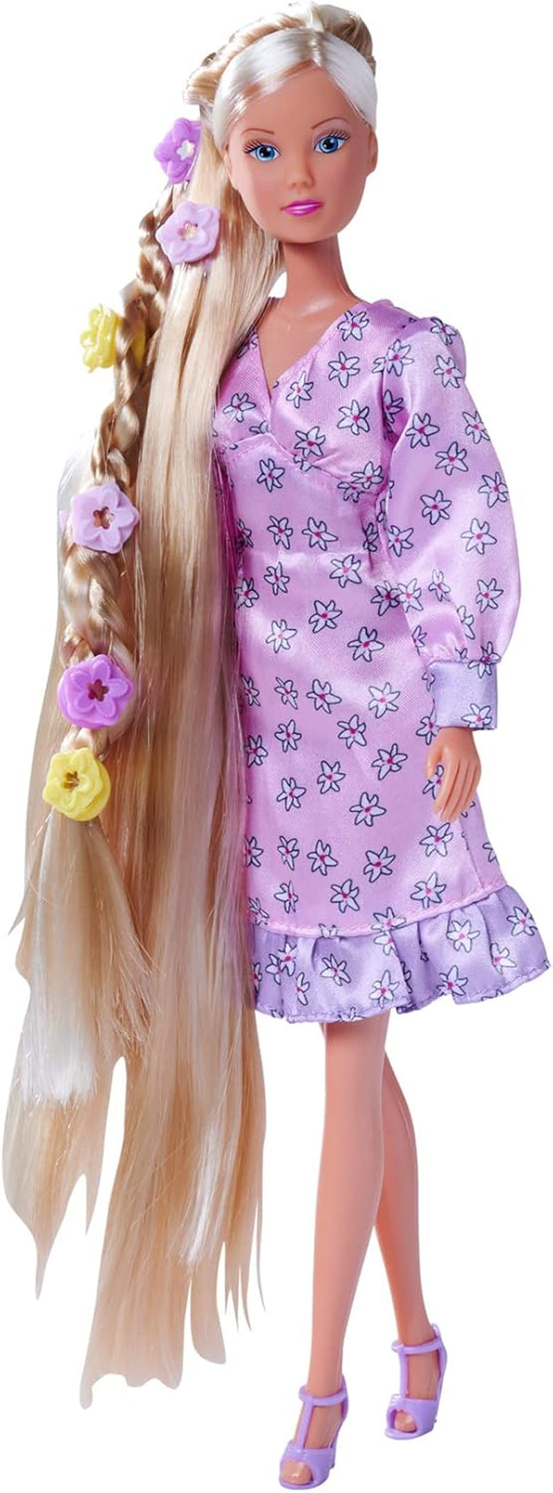 Simba 105733640 - Steffi Love Flower Hair, poupée aux cheveux extra longs, comprend 6 pinces, accessoire de tresse et peigne, 29 cm, à partir de 3 ans
