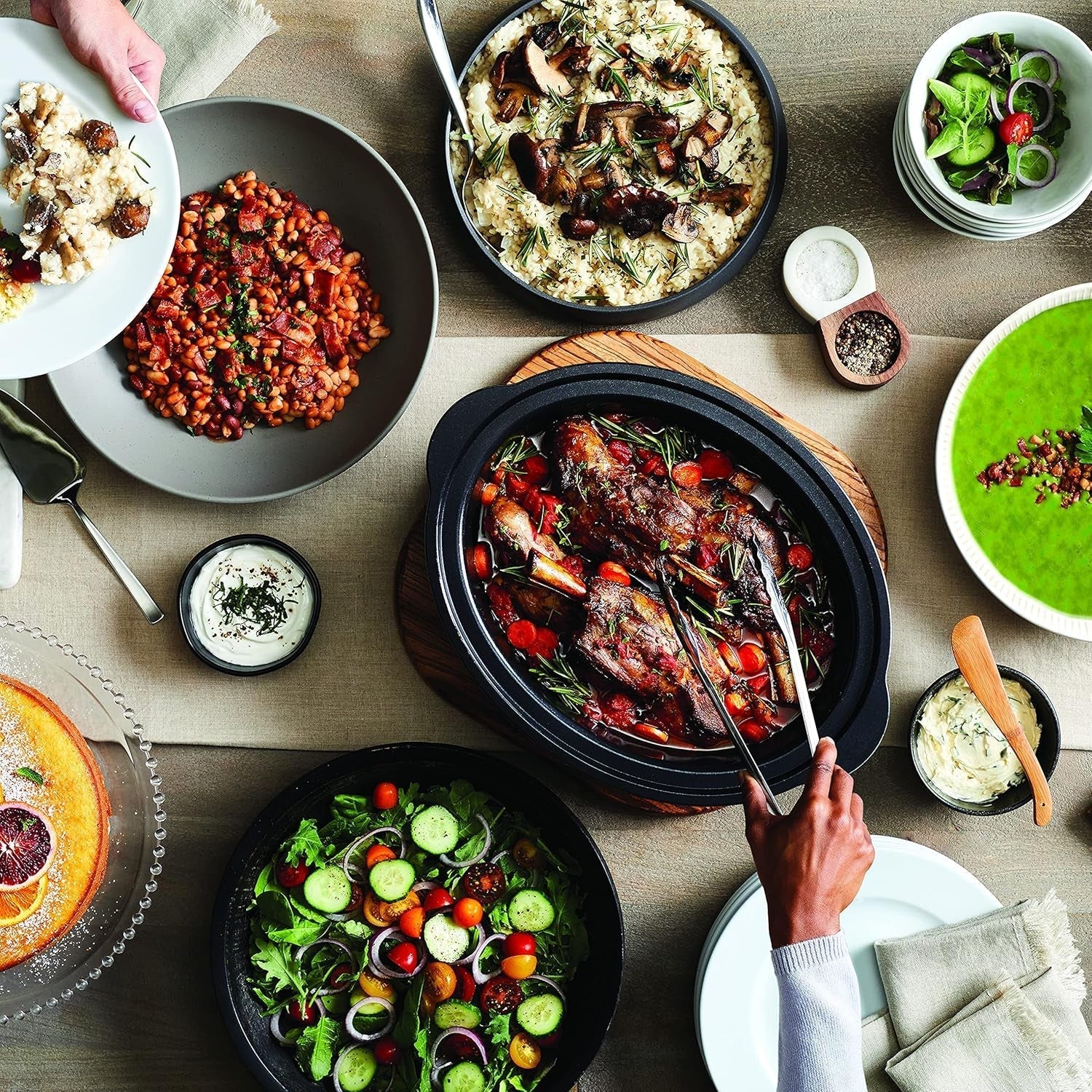 Mijoteuse à la mijoteuse, | 3,5 litres (3-4 personnes), récipient pour dorer viandes et légumes, mijoteuse inox Naty Shop