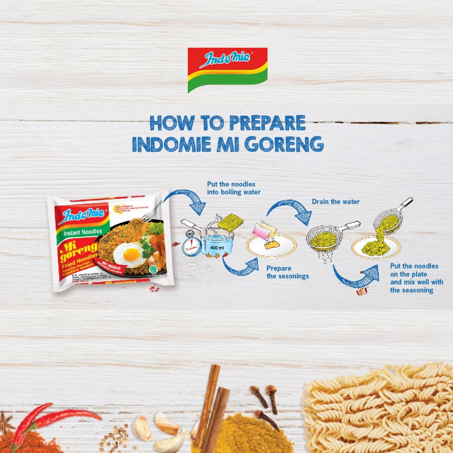 INDOMIE - Nouilles instantanées Mi Goreng - Multipack (40 x 80g)
