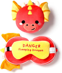 Puckator Relaxeazzz Adoramagics Oreiller de voyage rond en peluche et masque pour les yeux de dragon – Masque de sommeil en peluche pour avion – Oreiller de vol pour enfants et adultes – Masque de sommeil mignon Naty Shop Oreillers de voyage Titre par défaut