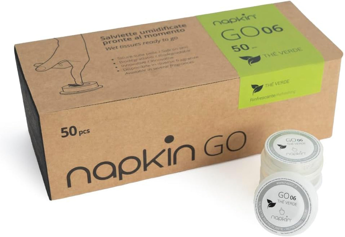 Go NPKGO00612 Lingettes nettoyantes en capsules au thé vert, viscose, blanc, paquet de 12