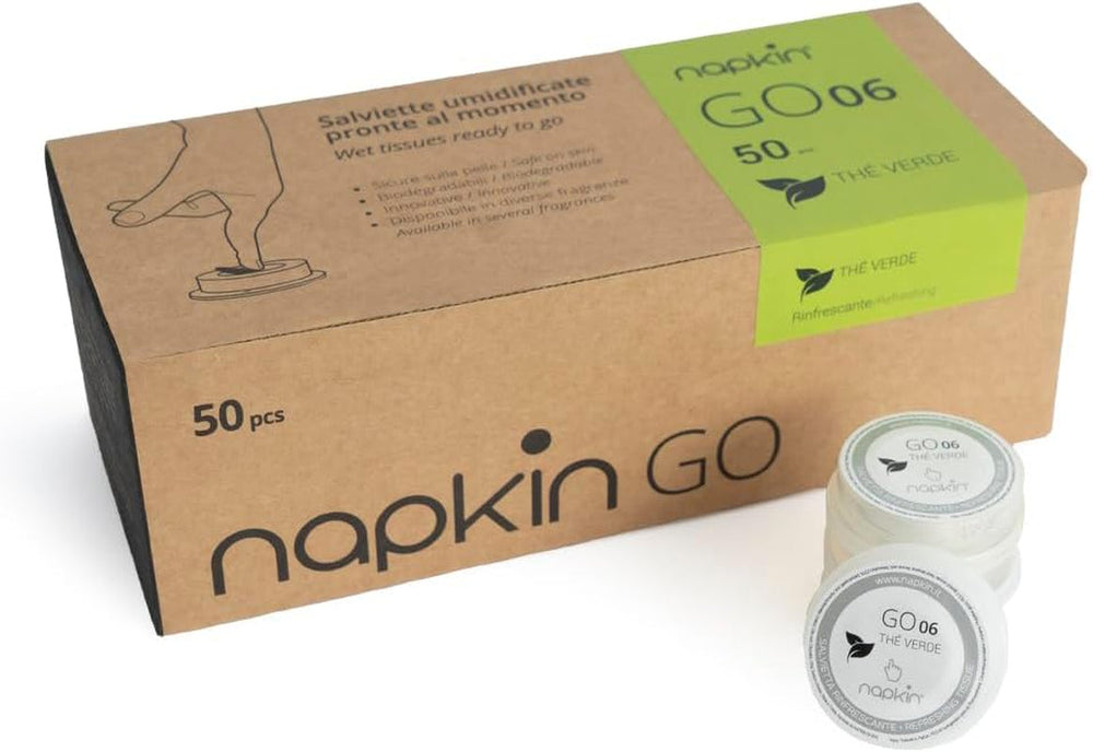 Go NPKGO00612 Lingettes nettoyantes en capsules au thé vert, viscose, blanc, paquet de 12