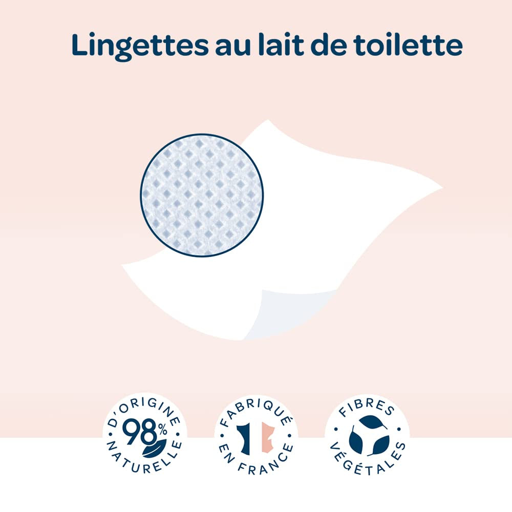 BIOLANE - Lot de 12 - Lingettes humides bébé au lait de toilette - Bébés - 864 Lingettes humides bébé - Nettoie et hydrate - Pour peaux sensibles - 98% d'origine naturelle - Dès la naissance