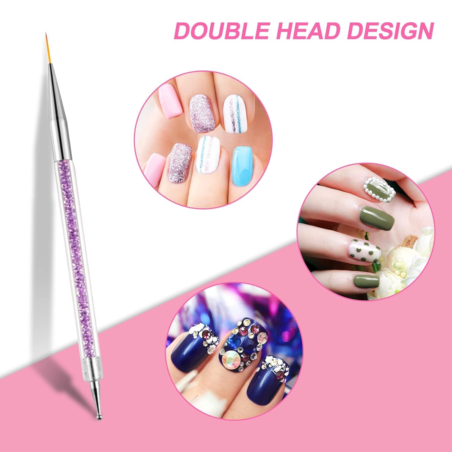 Sularpek Nail Art Pinsel, 5 Stück Nageldesign Pinsel, Nail Art Dotting Tools, Nail Art Liner-Pinsel, Zum Herstellen Von Nagellack, Punktieren, Feinmalerei, DIY