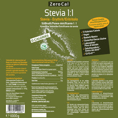 Stevia 1:1 (Erythrit - Stevia) - Natürlicher Zuckerersatzstoff, 1000 G Édulcorants Naty Shop