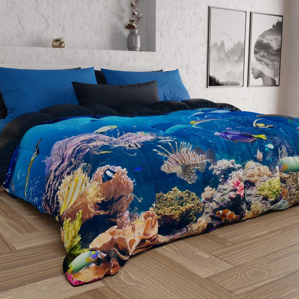 Housse de couette PETTI Artigiani Italiani pour lit double, 100% Made in Italy, Couettes et couettes Aquarium Naty Shop