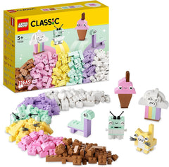 LEGO 11028 Ensemble de construction créatif pastel classique Boîte de briques, jouet de construction pour filles et garçons âgés de 5 ans et plus avec modèles ; glace, dinosaure, chat et plus encore Jeux de construction Besuche den LEGO-Store Single