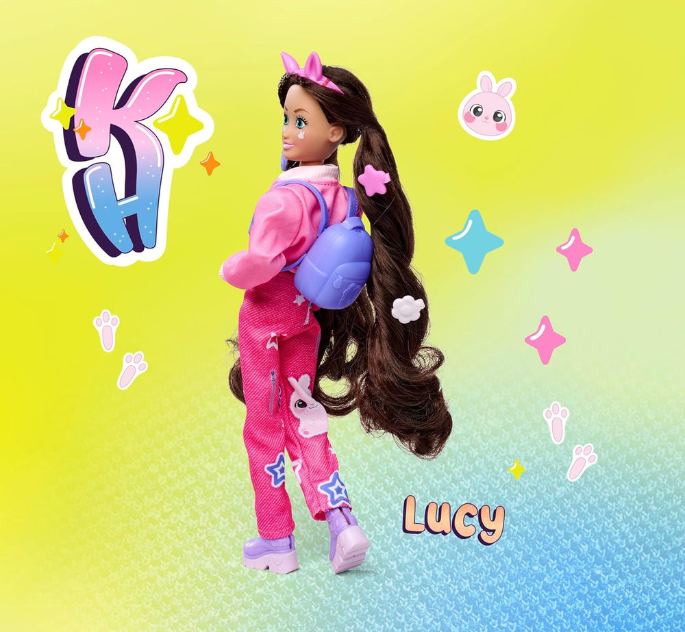 Simba 105953975 - Poupée Lucy Kawaii Hi Dress-Up (26 cm) - Poupée mannequin de coiffure articulée, poupée lapin aux cheveux longs et accessoires, jouet pour 4 ans et plus
