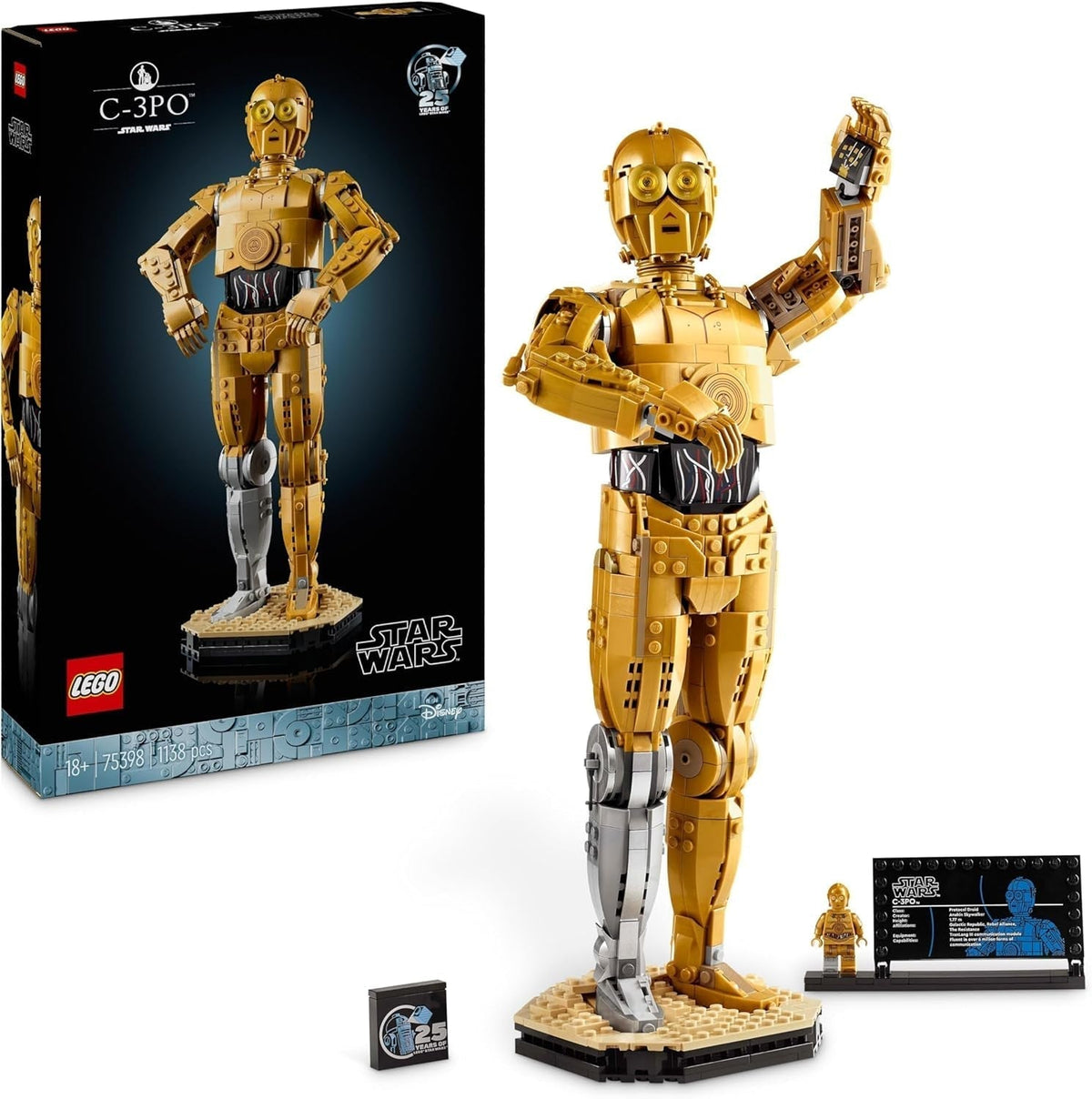 LEGO Star Wars C-3PO B, droïde à construire, modèle à collectionner, à construire et à exposer, idée cadeau nostalgique pour adultes et fans, pièce de collection, ensemble de jeu fantastique 75398 Ensembles de construction Besuche den LEGO-Store Singur