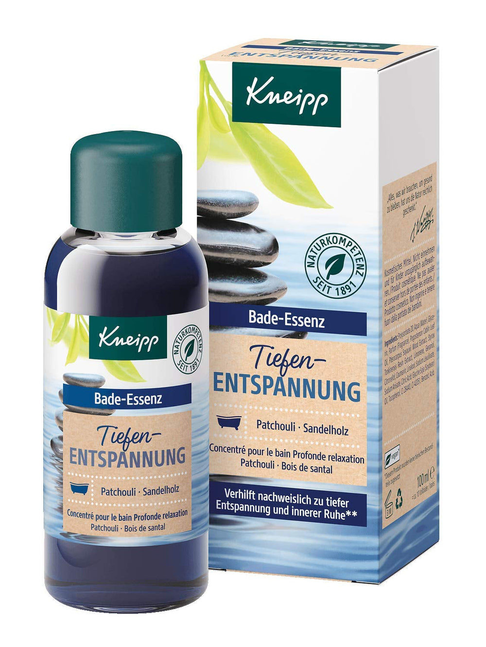 Kneipp, huile de bain à l'huile essentielle naturelle de patchouli et à l'extrait de bois de santal pour une relaxation profonde et un apaisement, 100 ml Naty Shop