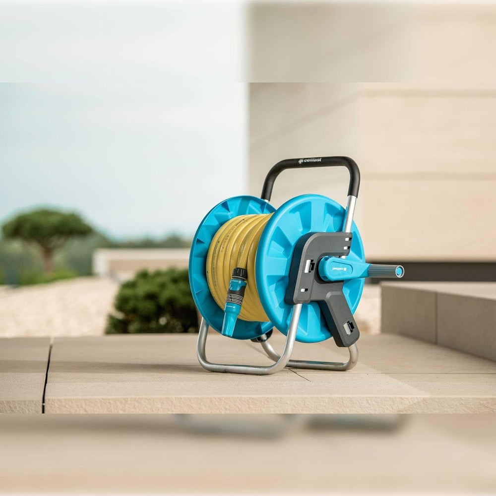 Enrouleur de tuyau CELLFAST, enrouleur de tuyau d'arrosage résistant à la corrosion, empêche le tuyau de se plier, 1/2" 45 m Aluplus