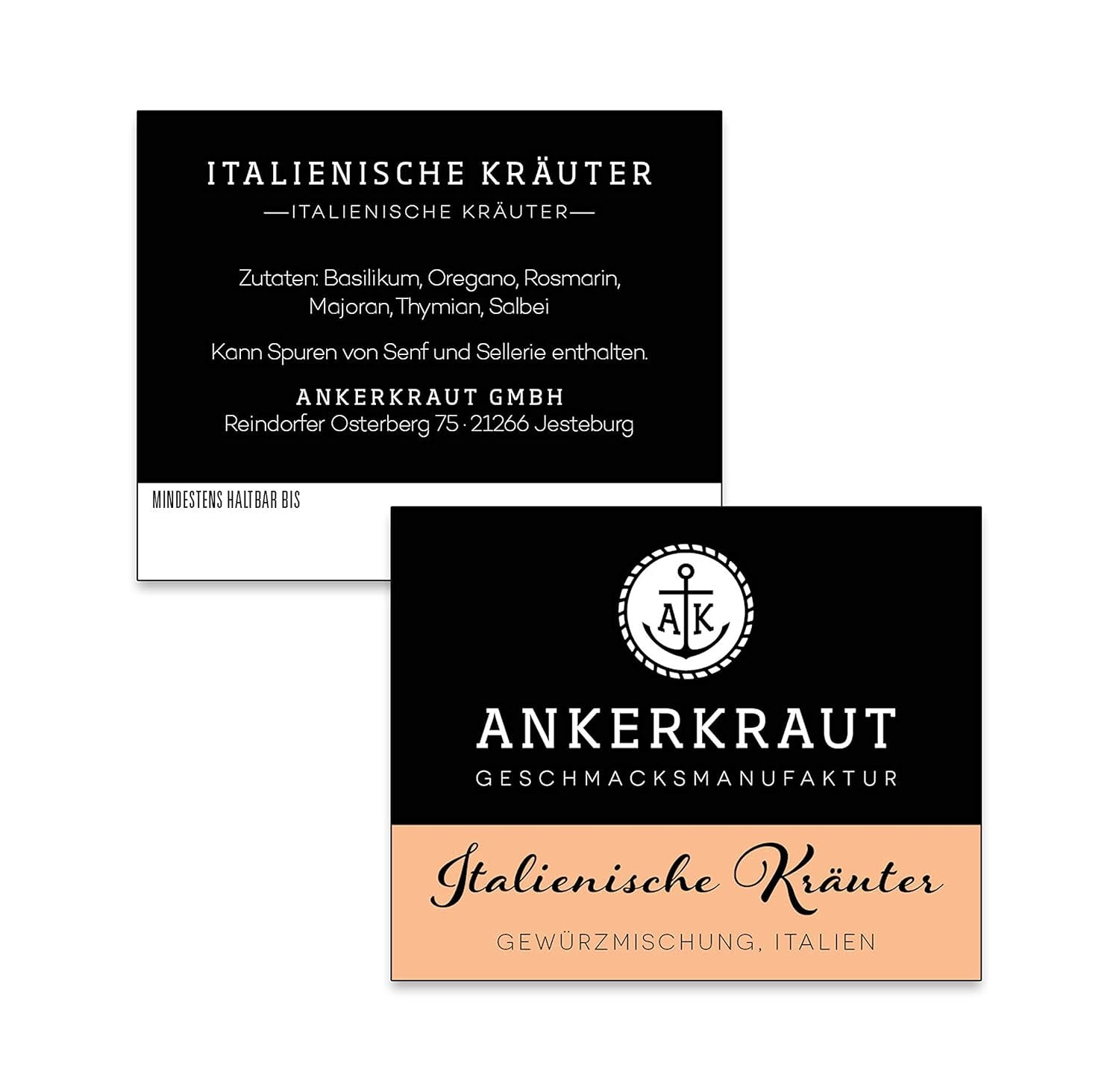 Ankerkraut Italienische Kräuter, mediterranes Universalgewürz for Pasta, Pizza and Salade, 25 g dans un verre de cuisson