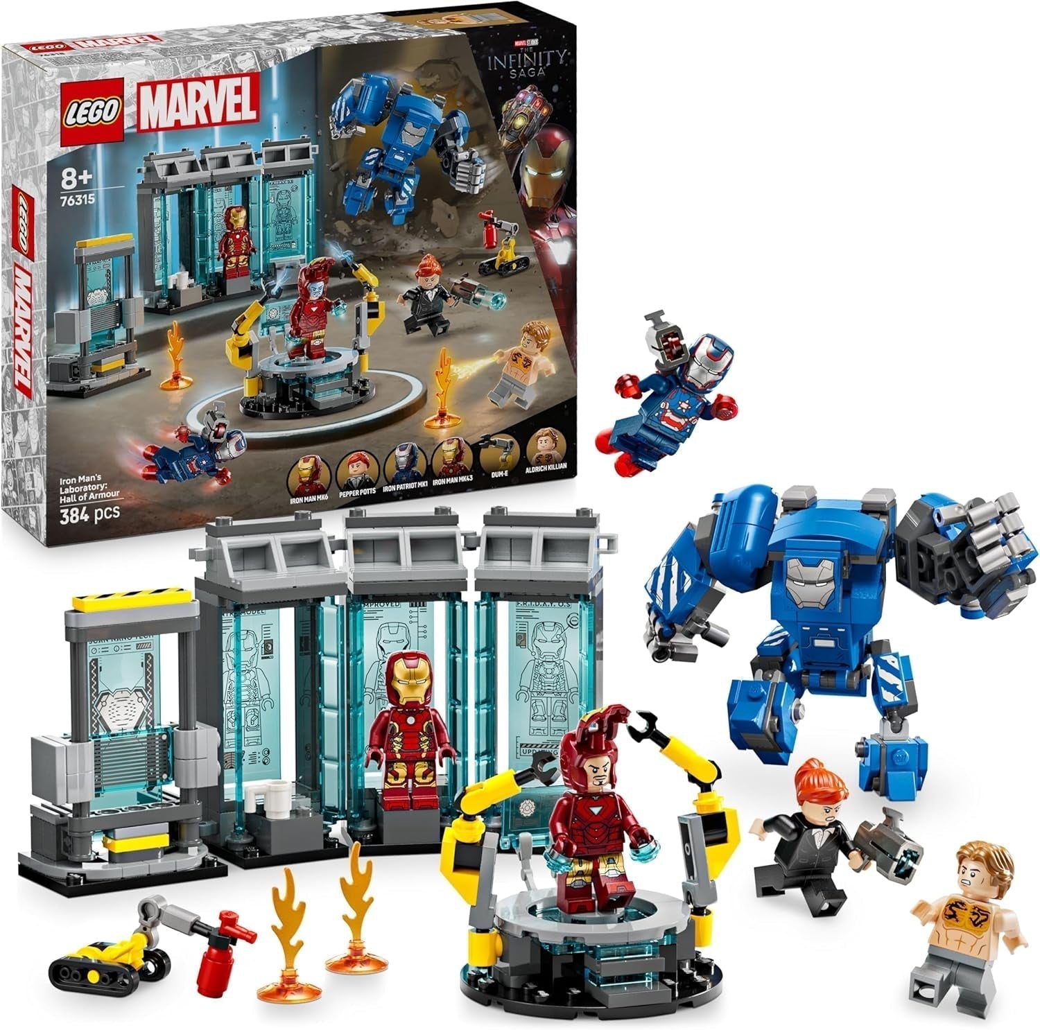 LEGO Marvel Iron Man's Laboratory : Hall of Armor - Jouet de super-héros avec figurine Mech, 5 figurines dont Aldrich Killian - Cadeau Avengers pour garçons et filles à partir de 8 ans 76315 Ensembles de construction Beuche den LEGO-Store Default Title