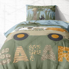 Parure de lit enfant, animaux, 100% coton avec fermeture éclair Literie - enfant Naty Shop