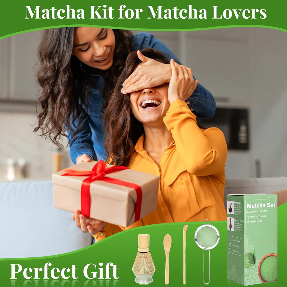 Alyvisun Service à thé matcha 5 pièces avec théière matcha et support à thé matcha, cuillère à café, cuillère à café, service à thé matcha pour les amateurs de matcha, idéal pour les débutants et les amateurs