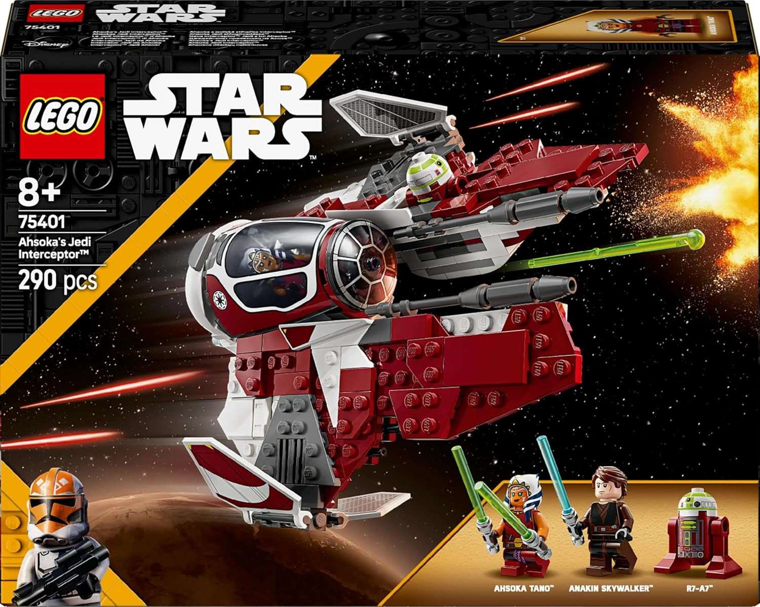 LEGO Star Wars 75401 L'intercepteur Jedi d'Ahsoka, Starfighter pour les fans de Clone Wars, figurines Ahsoka Tano et Anakin Skywalker avec sabres laser et R7-A7, pour garçons et filles à partir de 8 ans Jeux de construction Beuche den LEGO-Store