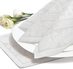 Papstar 11682 50 serviettes "Collection Royale" pli 1/4 40 X 40 cm "Ornements", blanc