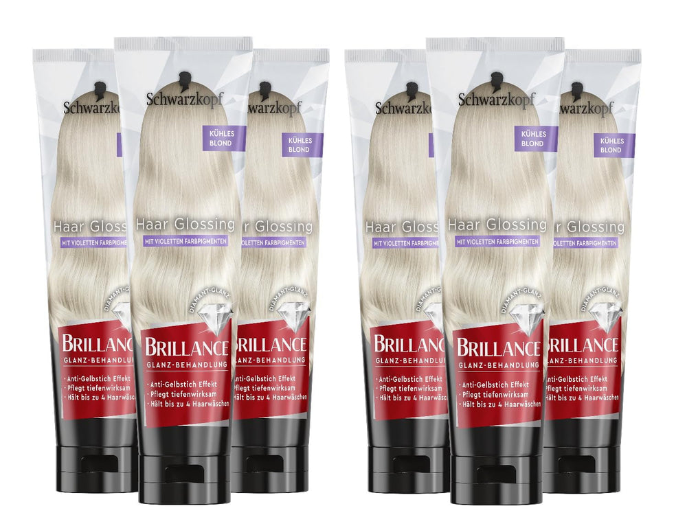 Brillance Shine Treatment, Hair Glossing Radiant Violet (150ml), nourrit et intensifie la couleur des cheveux, peut être utilisé comme masque capillaire, dure jusqu'à 6 lavages de cheveux Naty Shop Hair Dye Cool Blonde 150ml (6 Pack)