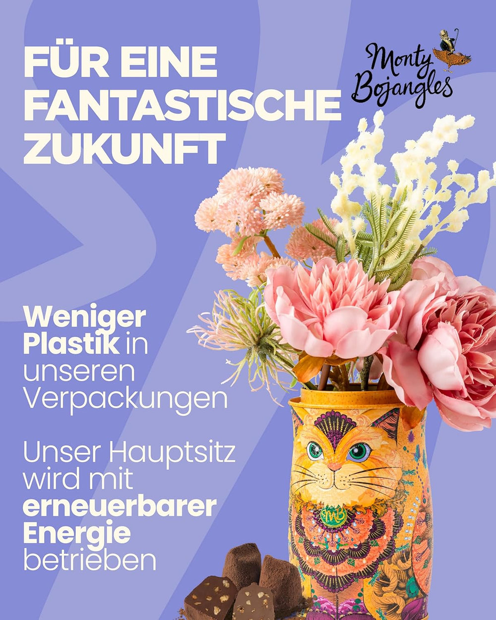 Monty Bojangles Savanna Gold Truffes au chocolat (135 g) Coffret cadeau praliné en poudre de cacao dans une boîte collector individuelle au design de chat Flutter Scotch Flavor