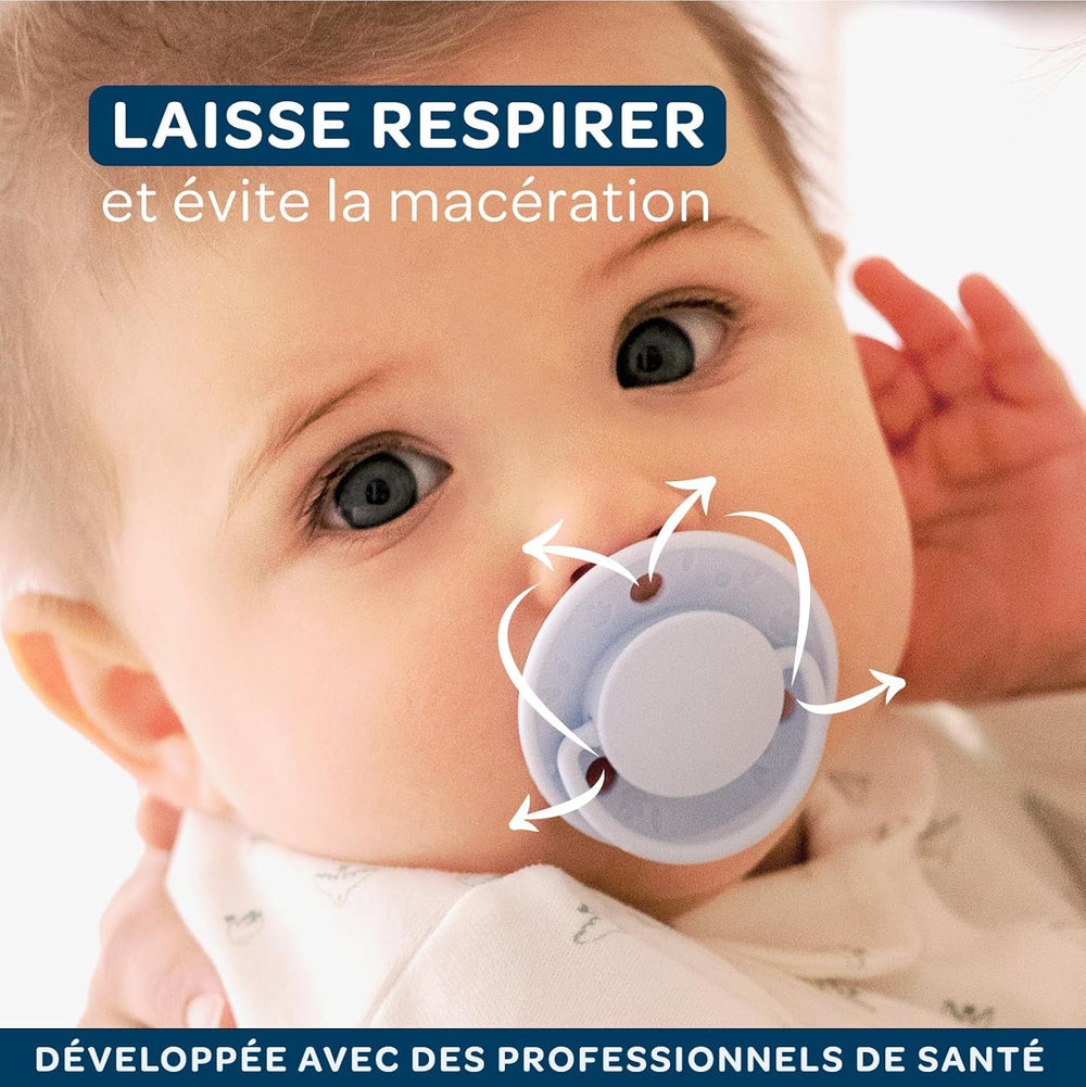 BIOLANE - Tétine ronde - Sucette extra fine - 6+ mois - Bicolore vert - Tétine en caoutchouc naturel - Pour le développement buccal - Douce et confortable