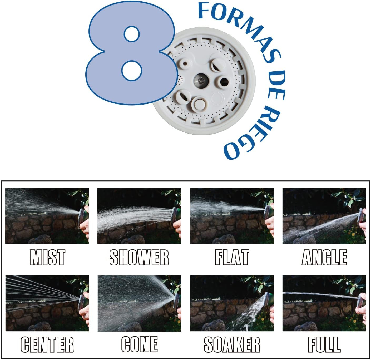 Furtun de grădină C2107N2 cu 7 forme, 15 m, verde